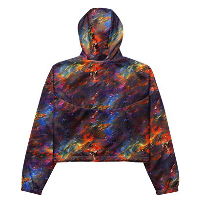 Women's Cropped Windbreaker - Auroral Ripples