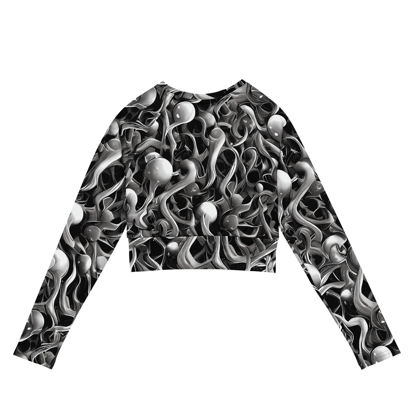 Long Sleeve Crop Top - Fluid Monochrome