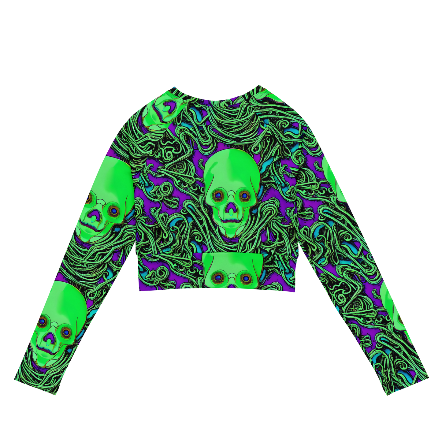 Long Sleeve Crop Top - Ghostly Labyrinth