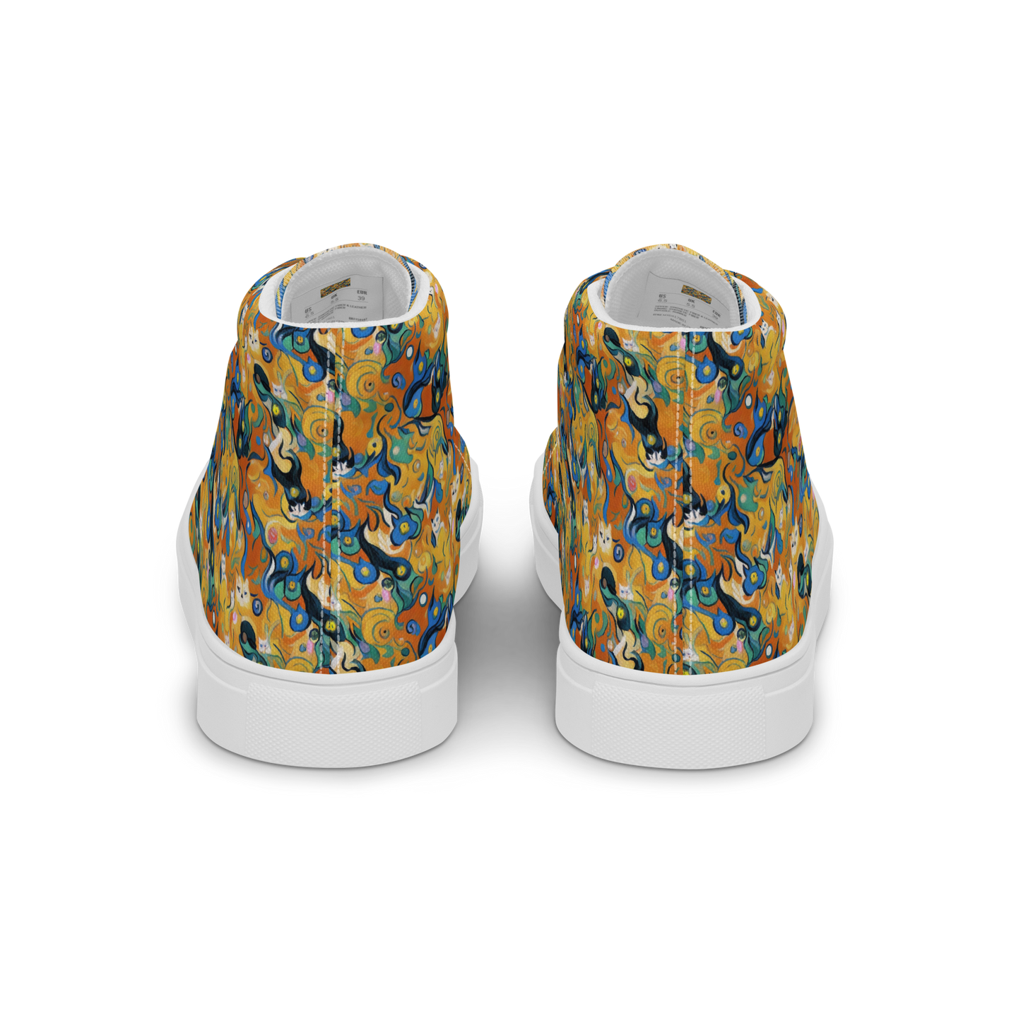 Men's High Top Canvas Shoes - Whimsical Feline Dance