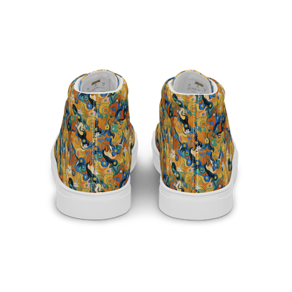 Men's High Top Canvas Shoes - Whimsical Feline Dance