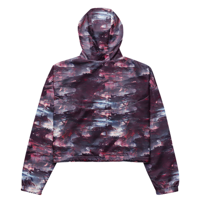 Women's Cropped Windbreaker - Twilight Fortresses