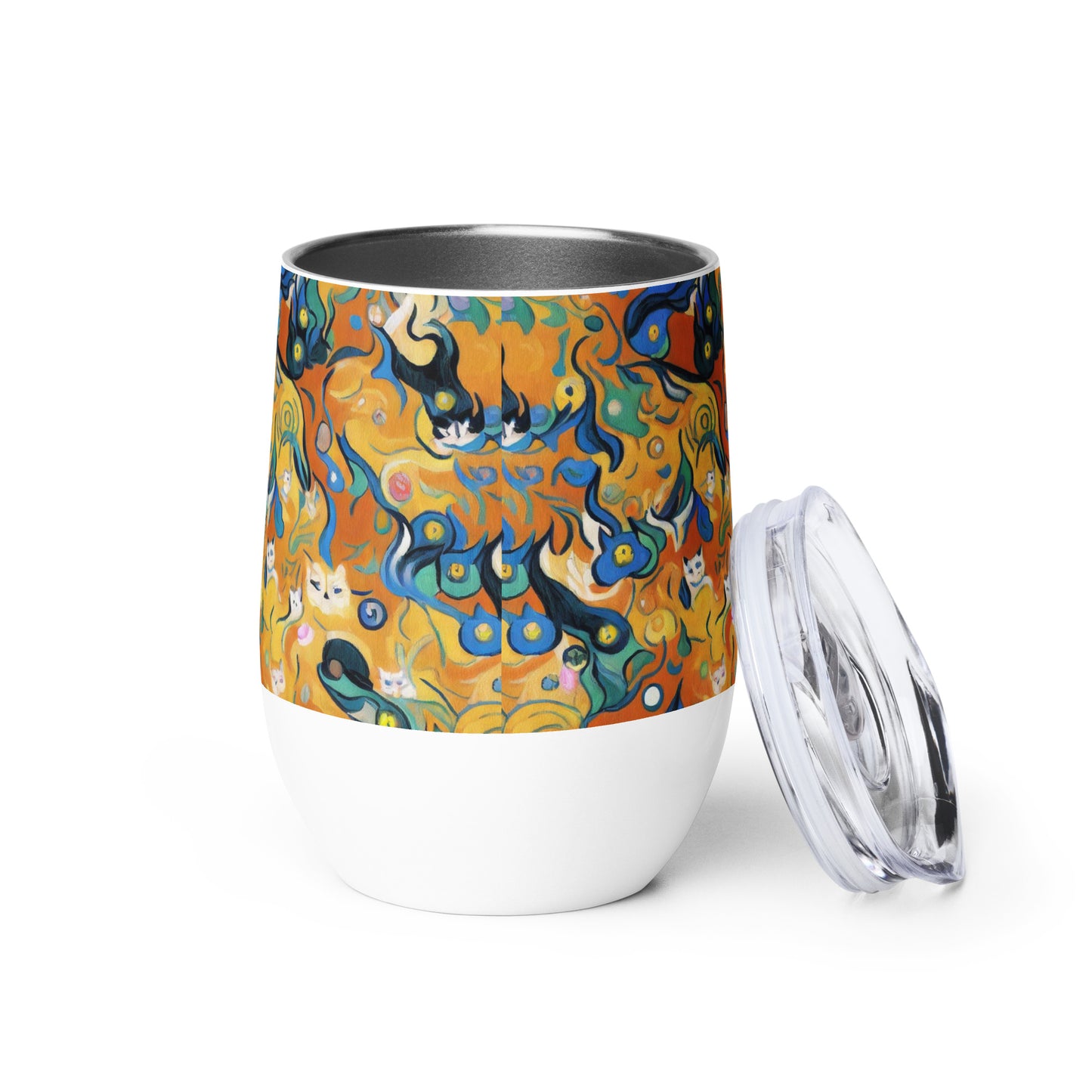 Wine Tumbler - Whimsical Feline Dance