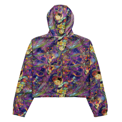 Women's Cropped Windbreaker - Spiral of Stardust