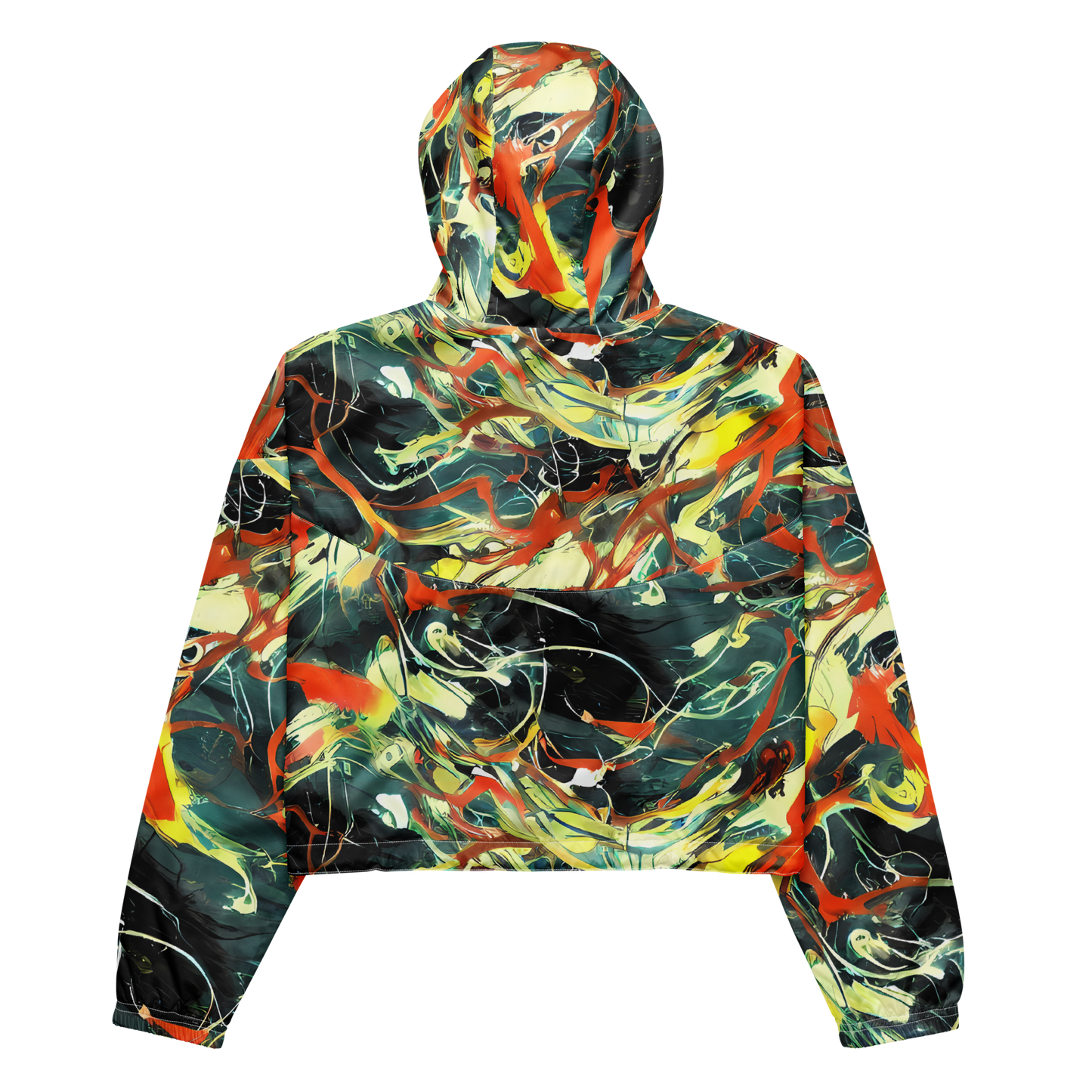 Women's Cropped Windbreaker - Fluid Firestorm