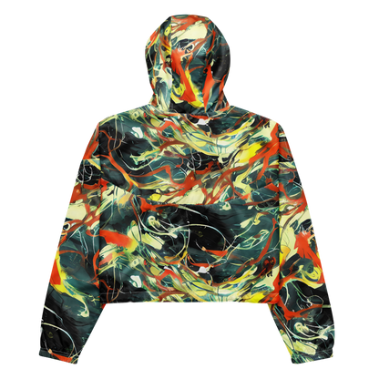 Women's Cropped Windbreaker - Fluid Firestorm