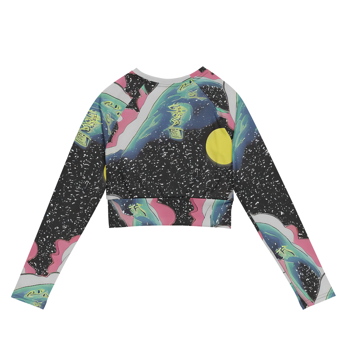 Long Sleeve Crop Top - Lunar Waves