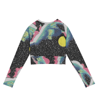 Long Sleeve Crop Top - Lunar Waves