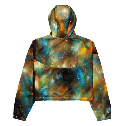 Women's Cropped Windbreaker - Abstract Tapestries