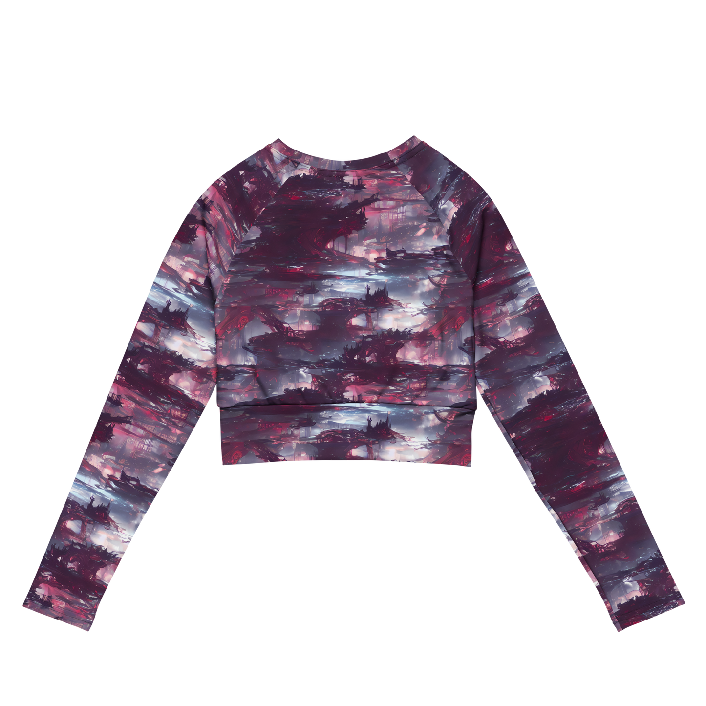 Long Sleeve Crop Top - Twilight Fortresses