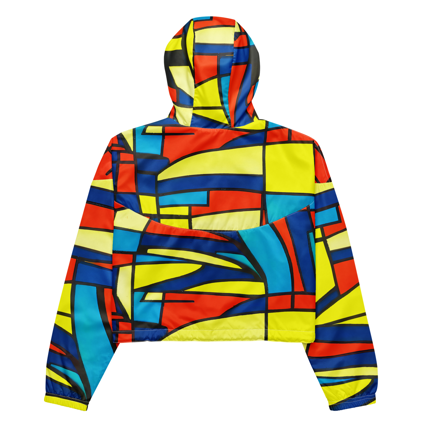 Women's Cropped Windbreaker - Neon Fractals