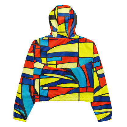 Women's Cropped Windbreaker - Neon Fractals