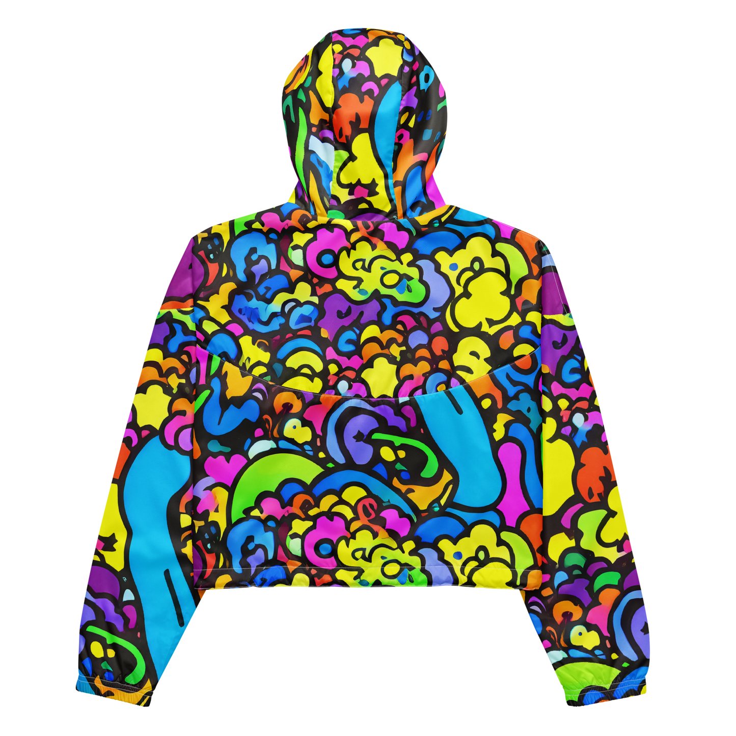 Women's Cropped Windbreaker - Kaleidoscope Garden