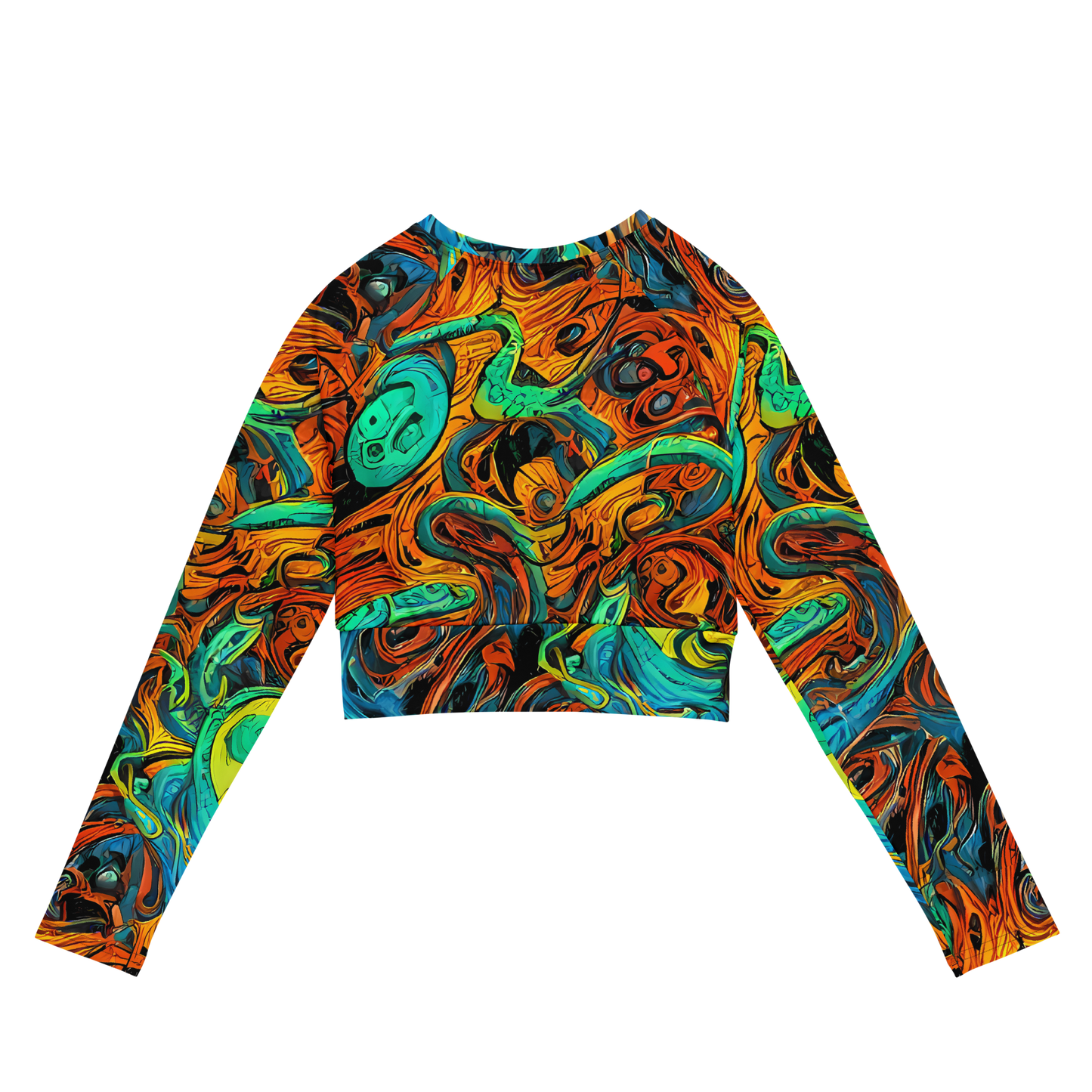 Long Sleeve Crop Top - Flaming Mirage