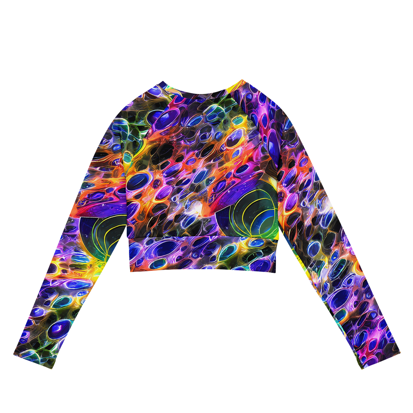Long Sleeve Crop Top - Neon Orbits