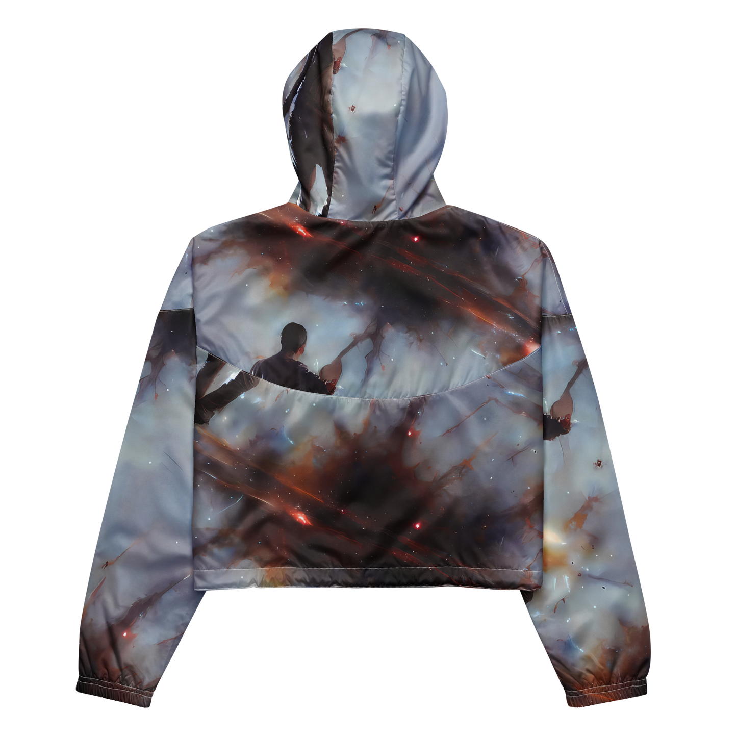 Women's Cropped Windbreaker - Impressionist Void