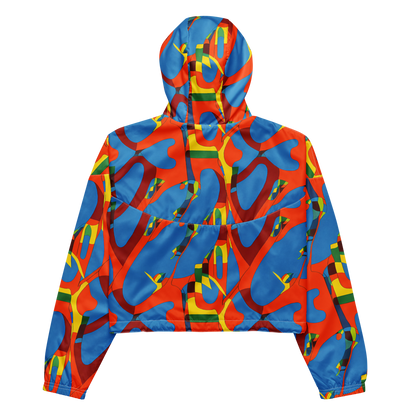 Women's Cropped Windbreaker - Fire Ocean Fusion