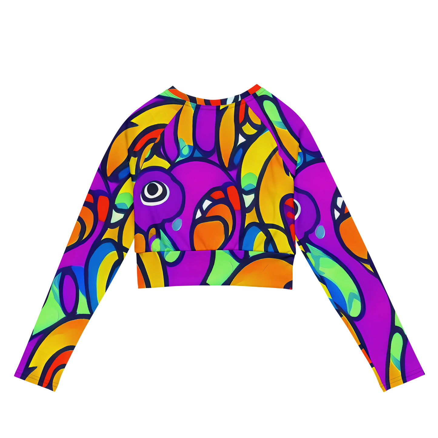 Long Sleeve Crop Top - Kaleido Fish