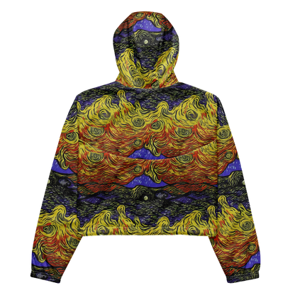 Women's Cropped Windbreaker - Dancing Solar Flare