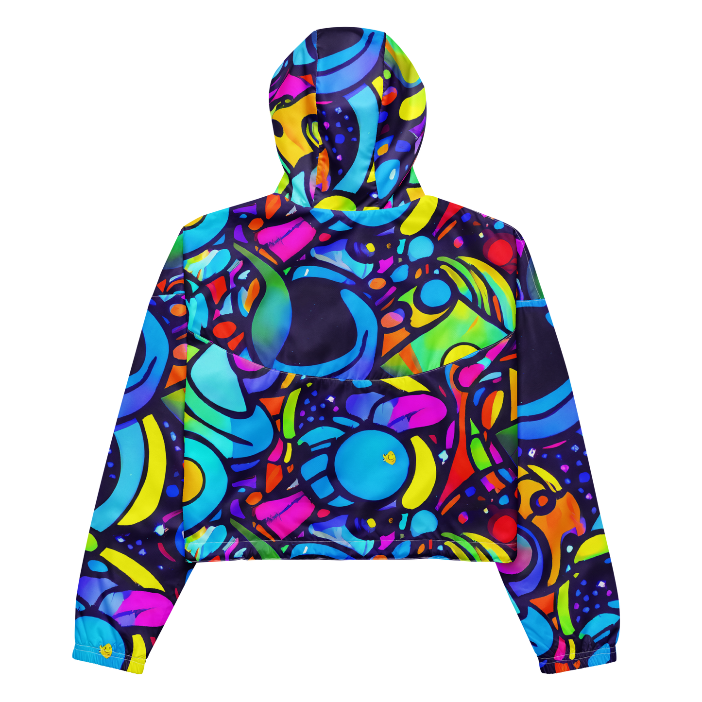 Women's Cropped Windbreaker - Neon Graffscape