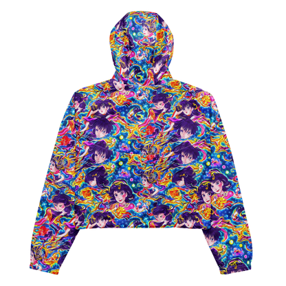 Women's Cropped Windbreaker - Aquatic Whim