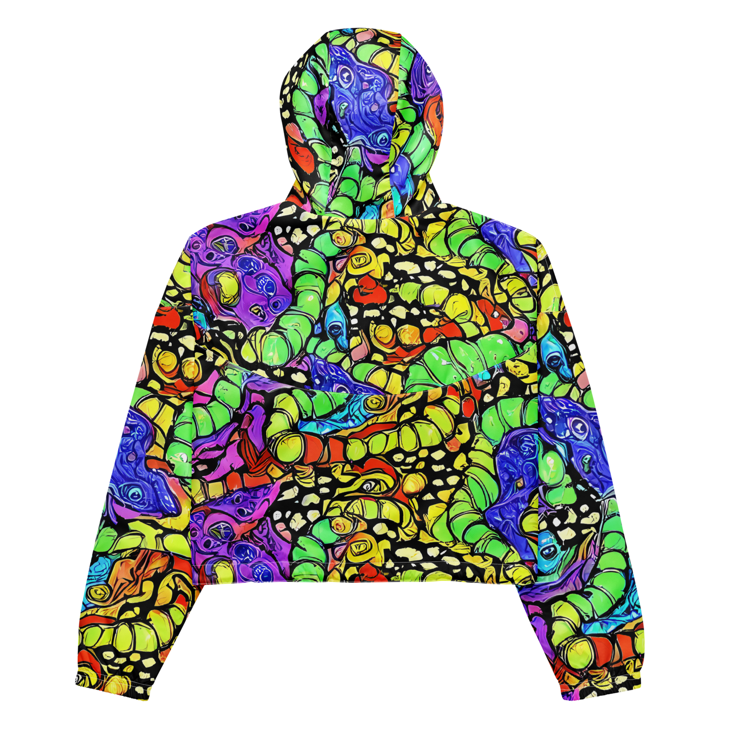 Women's Cropped Windbreaker - Frostwork Fantasy