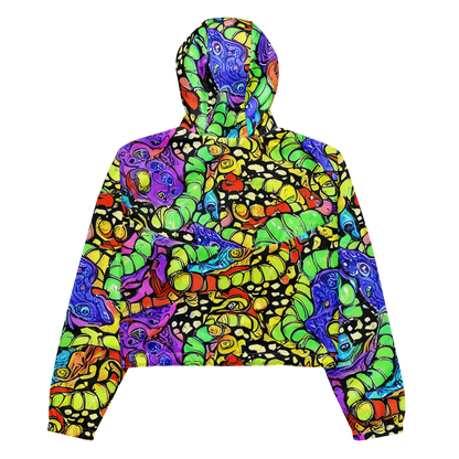 Women's Cropped Windbreaker - Frostwork Fantasy