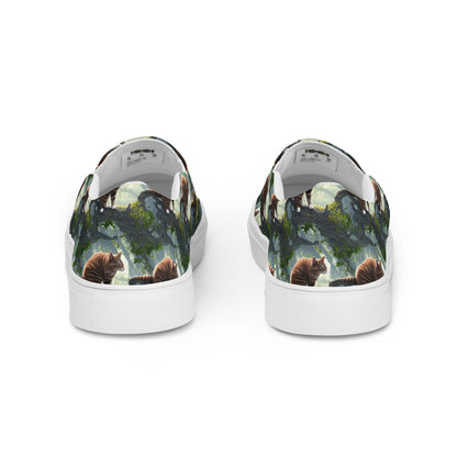 Men's Slip-On Canvas Shoes - Whiskered Enigma