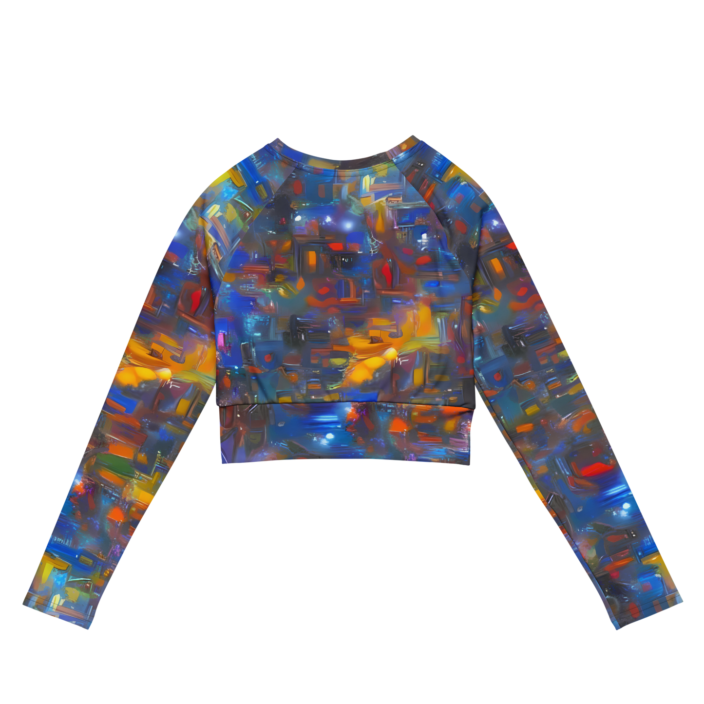 Long Sleeve Crop Top - Abstract Conflux
