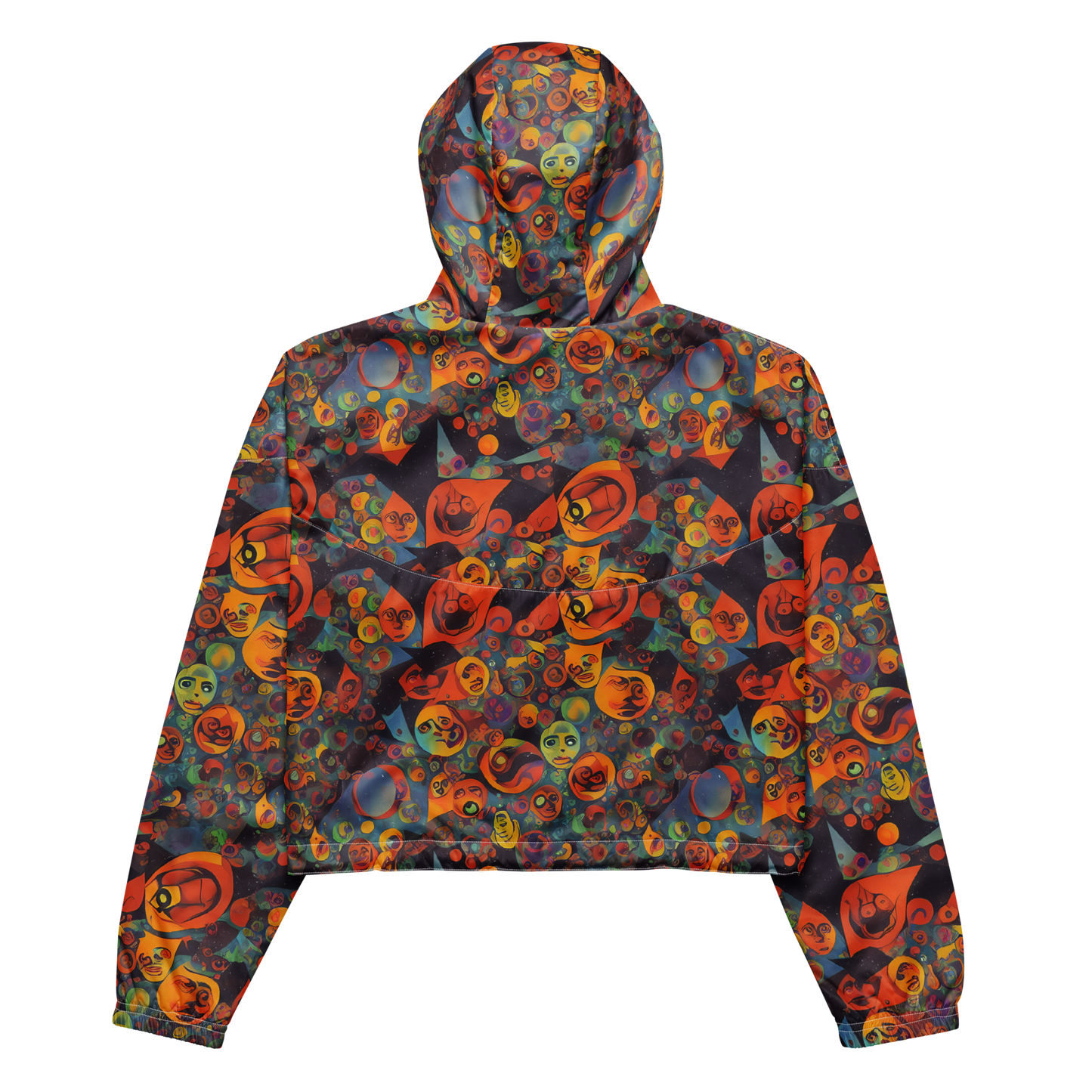 Women's Cropped Windbreaker - Galactic Faces