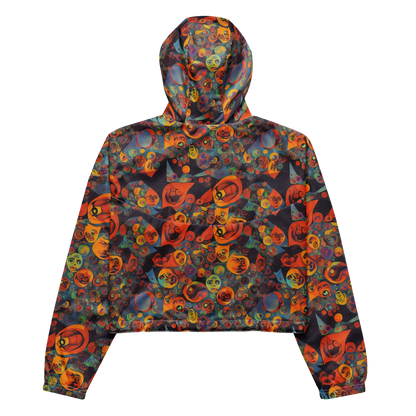 Women's Cropped Windbreaker - Galactic Faces