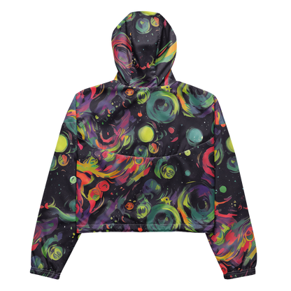 Women's Cropped Windbreaker - Psychedelic Drift