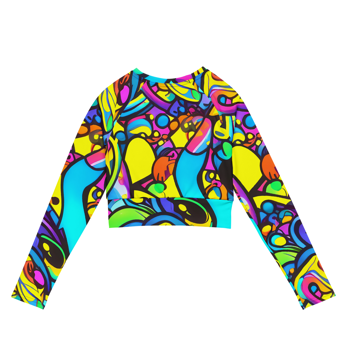 Long Sleeve Crop Top - Kaleidoscopic Flow