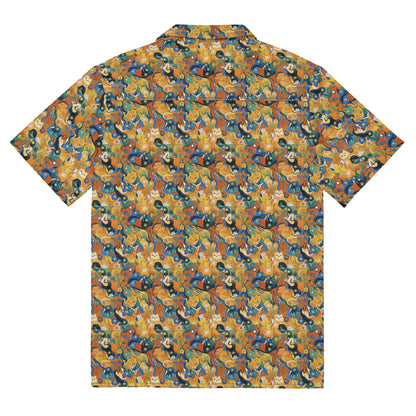 Button Shirt - Whimsical Feline Dance