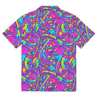 Button Shirt - Neon Galaxy Whirl