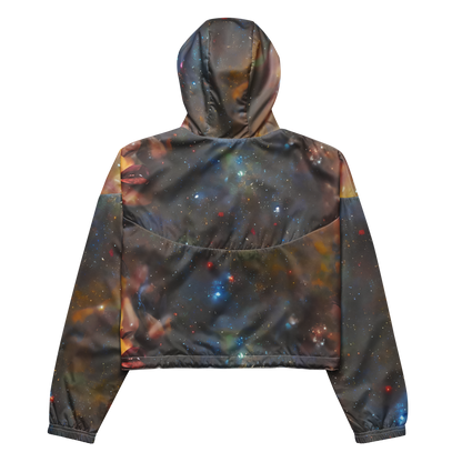 Women's Cropped Windbreaker - Gilded Galaxies