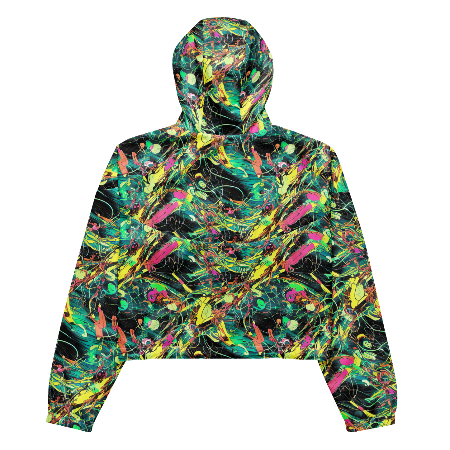 Women's Cropped Windbreaker - Cyborg Whirl