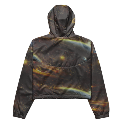 Women's Cropped Windbreaker - Quantum Illusions