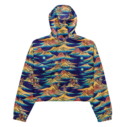 Women's Cropped Windbreaker - Mystical Mountain Mirage