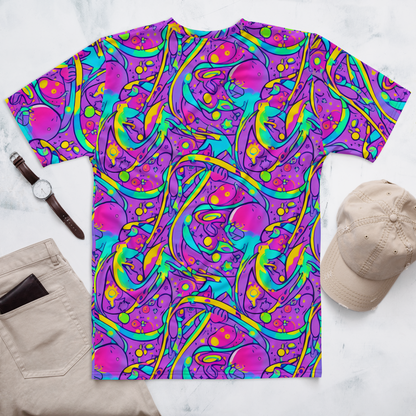 Men's Crew Neck T-Shirt - Neon Galaxy Whirl