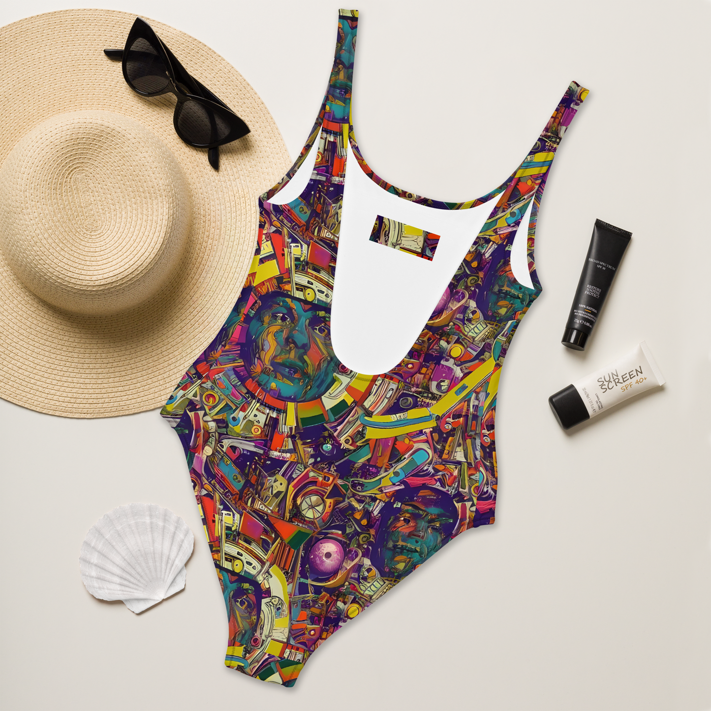 One-Piece Swimsuit - Cosmic Collage