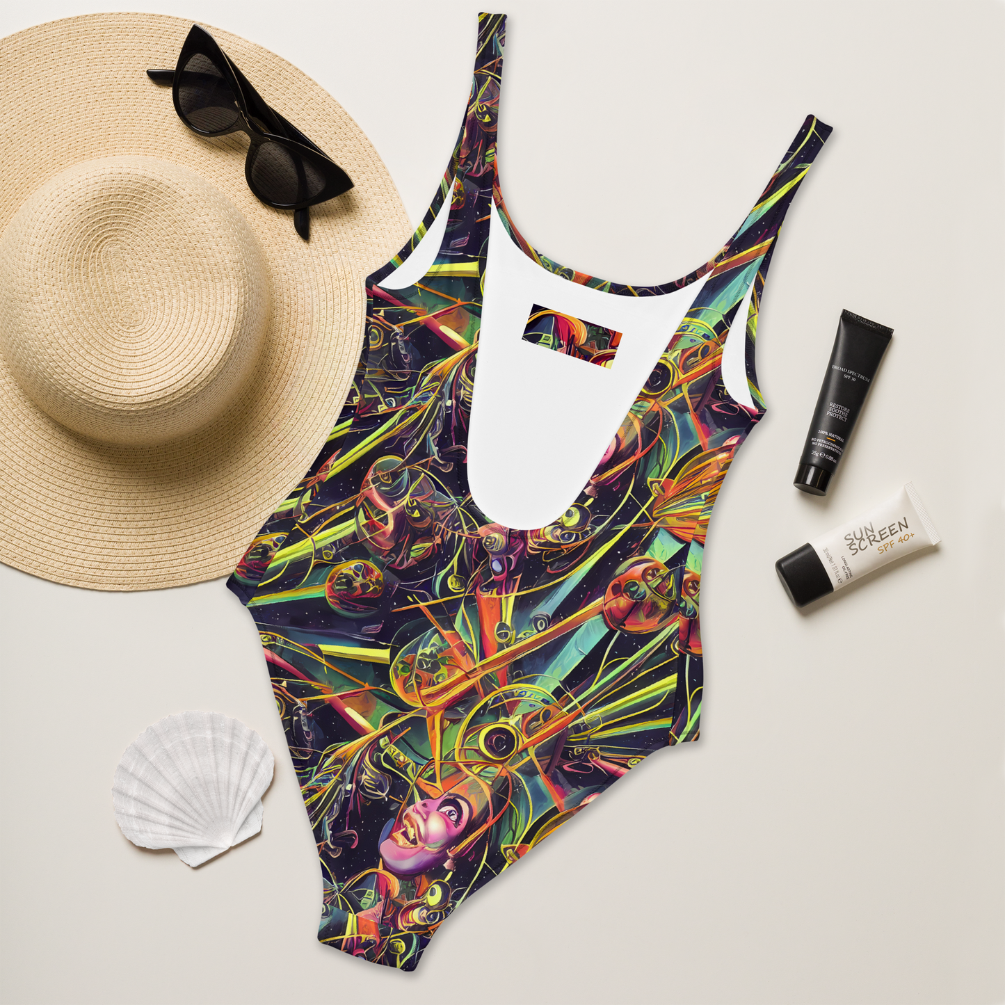 One-Piece Swimsuit - Psychedelic Deep Space