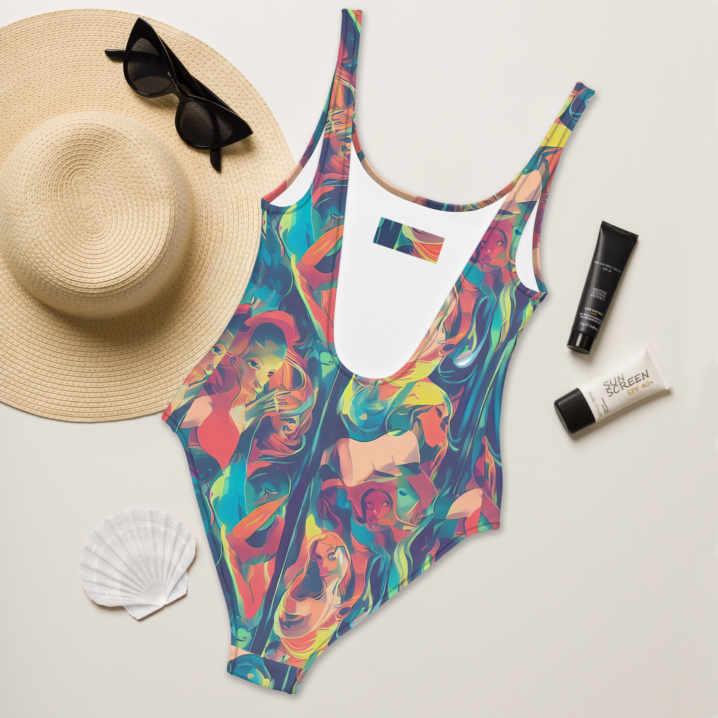 One-Piece Swimsuit - Neon Aurora