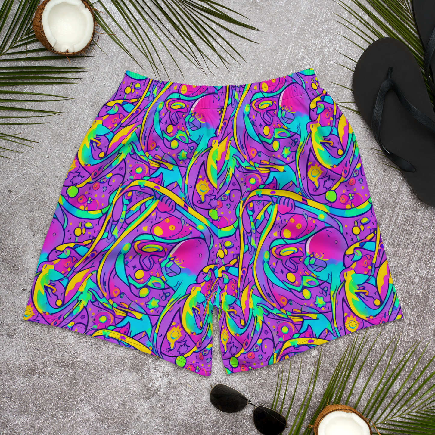 Men's Athletic Shorts - Neon Galaxy Whirl