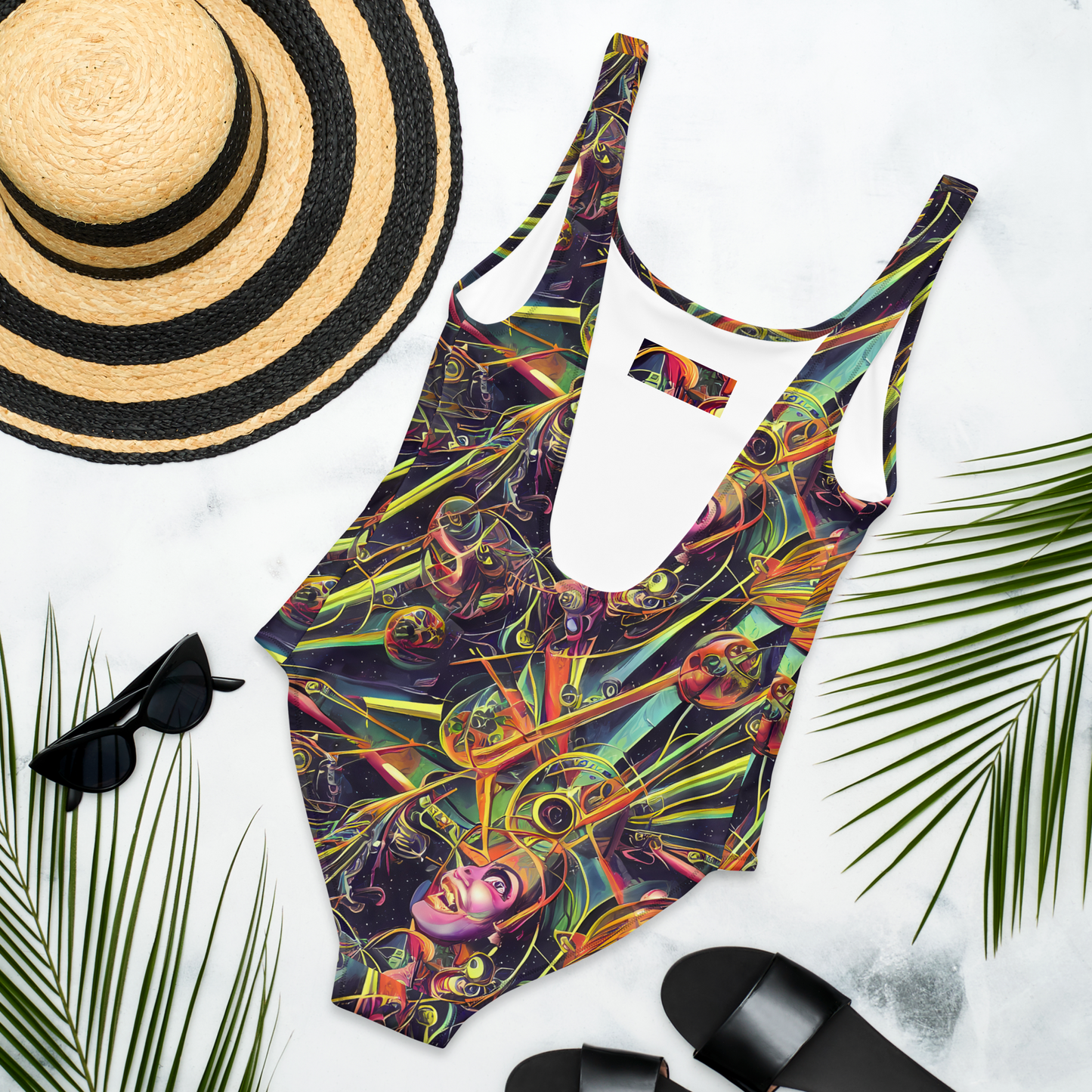 One-Piece Swimsuit - Psychedelic Deep Space