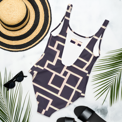 One-Piece Swimsuit - Gilded Gridlock