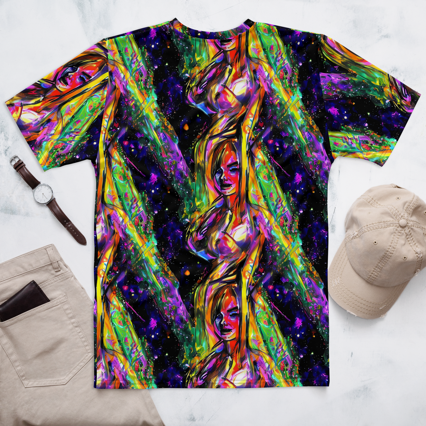 Men's Crew Neck T-Shirt - Galactic Flamenco