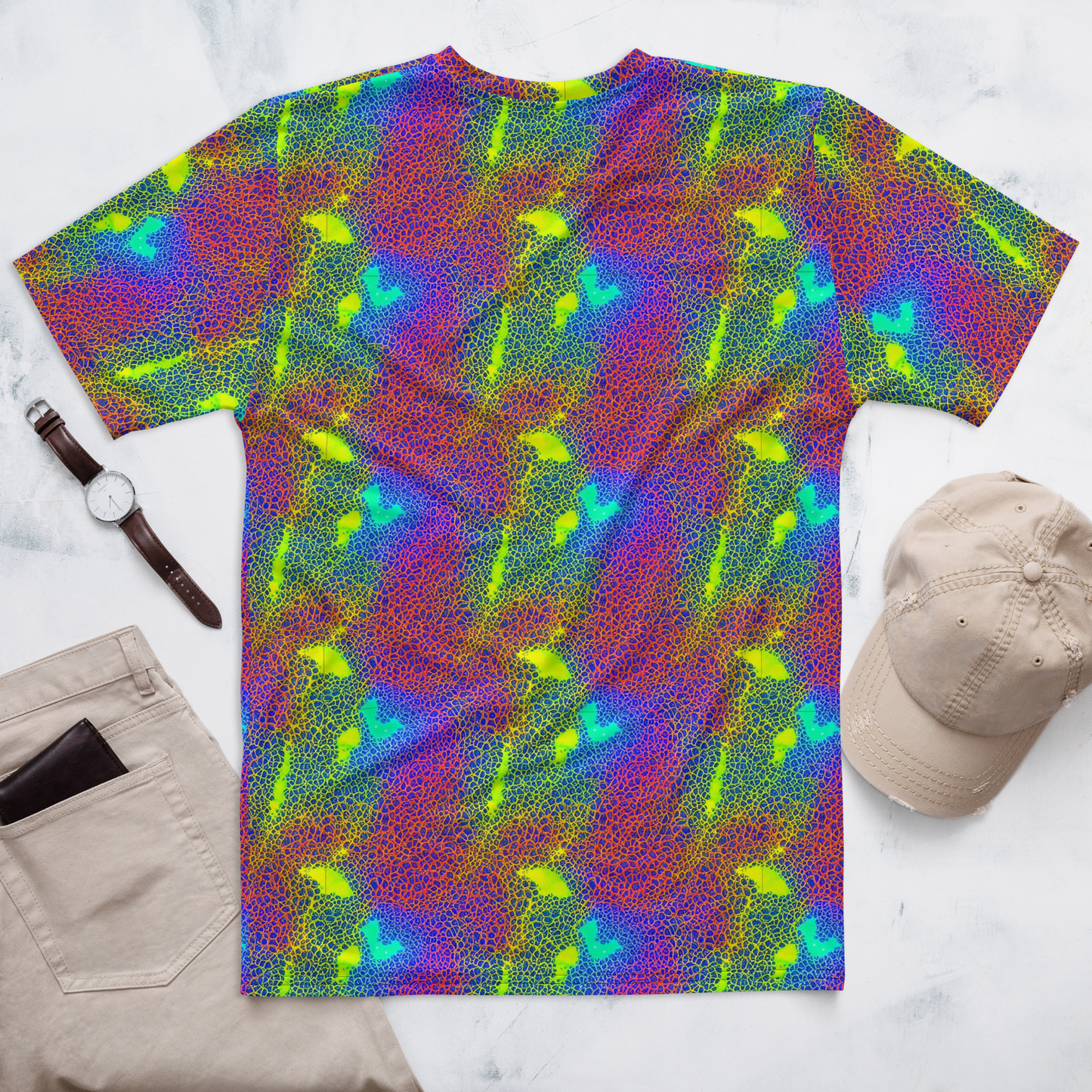 Men's Crew Neck T-Shirt - Prismatic Web