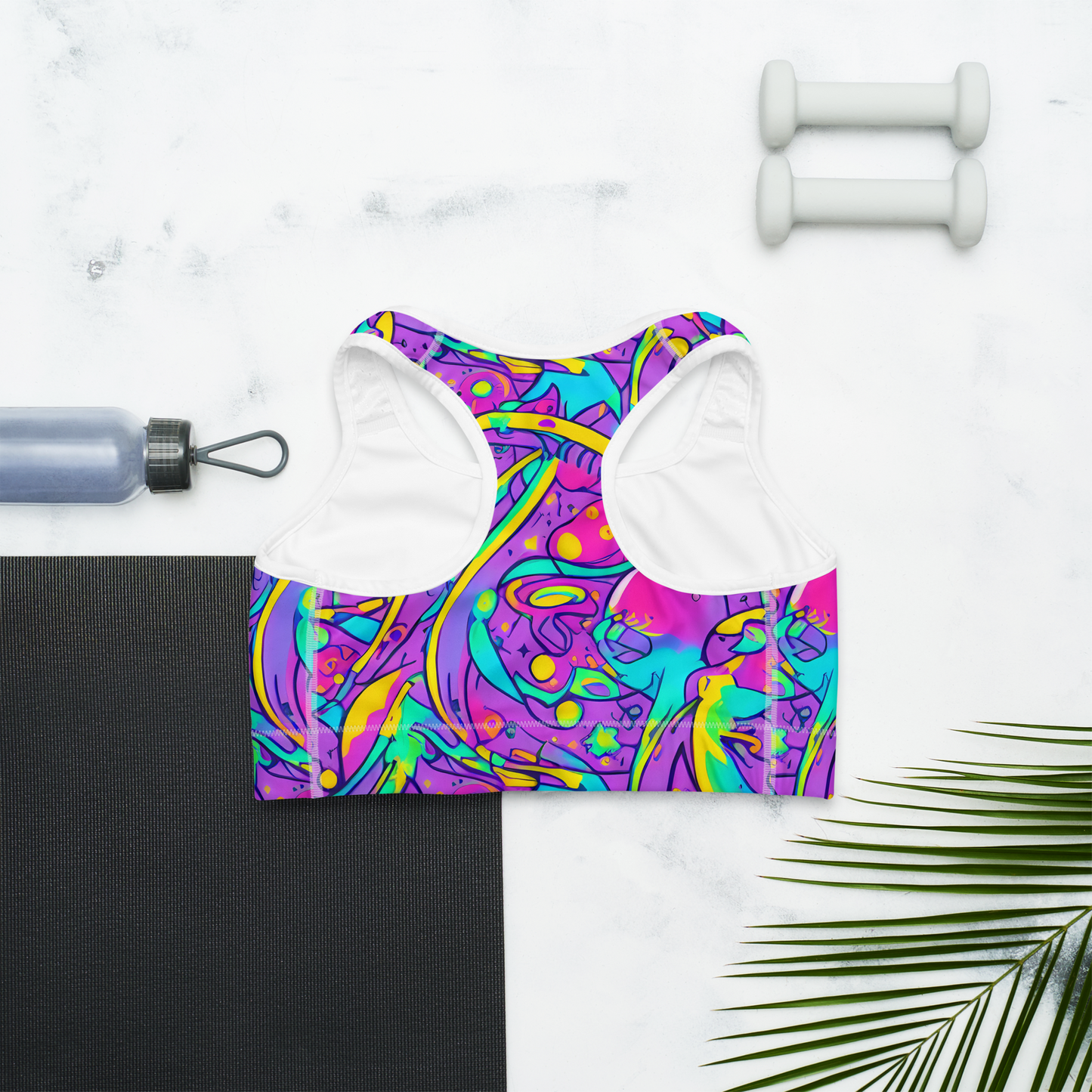 Sports Bra - Neon Galaxy Whirl