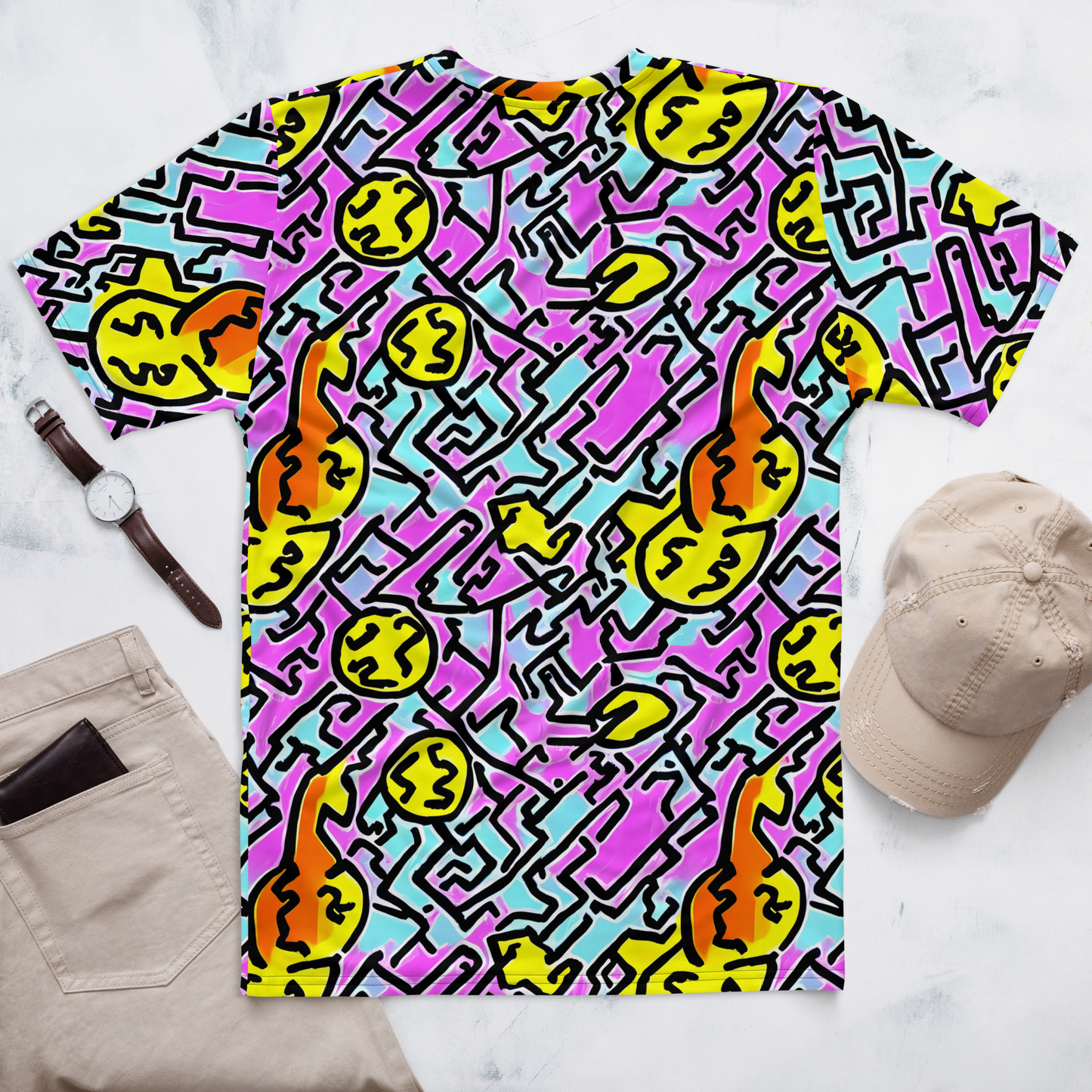 Men's Crew Neck T-Shirt - Punk Doodles